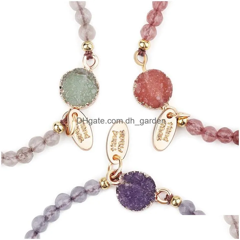 Charm Bracelets New Handmade 4Mm Amber Stone Braided Beads Bracelet For Women Pink Purple White Adjustable Weave Fashion Je Dhgarden Dhi2S