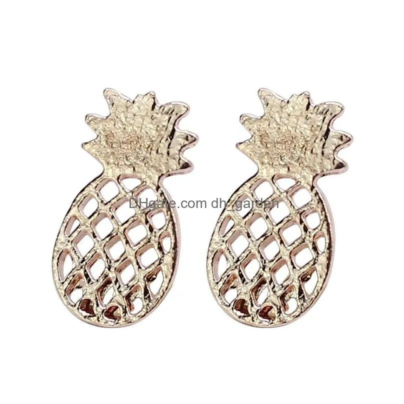 Stud Lovely Rose Gold Sliver Plated Hollow Pineapple Stud Earrings For Women Personality Design Cute Alloy Jewelry Drop Del Dhgarden Dhlpx