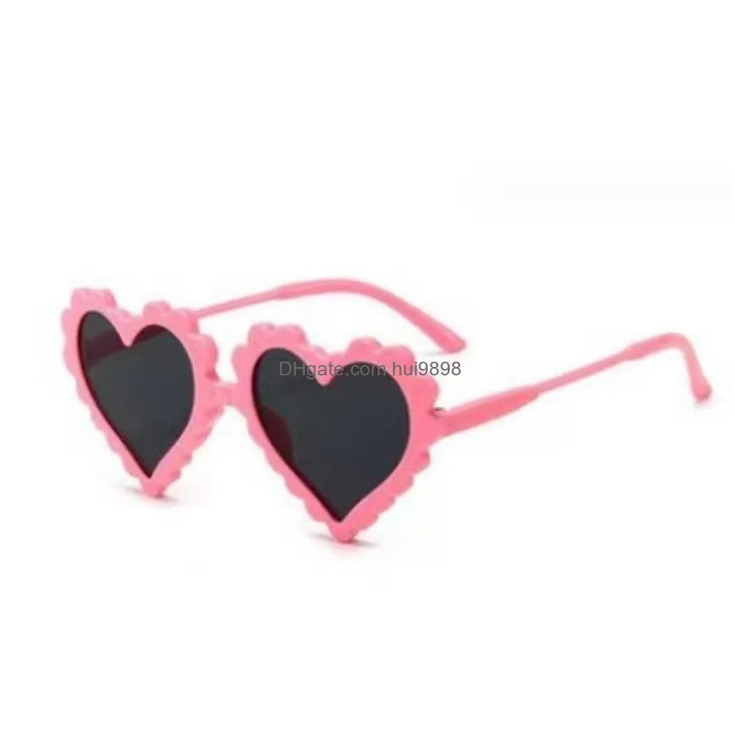 ins kids love heart sunglasses girls candy color frame polarized sunglass goggles children uv 400 protective beach glasses z6517