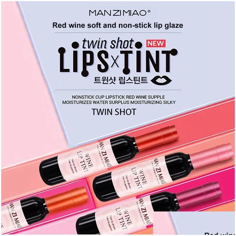 lip gloss red wine sheer liquid lipstick bottle glaze non fading dye lasting moisturizing cosmetics female make