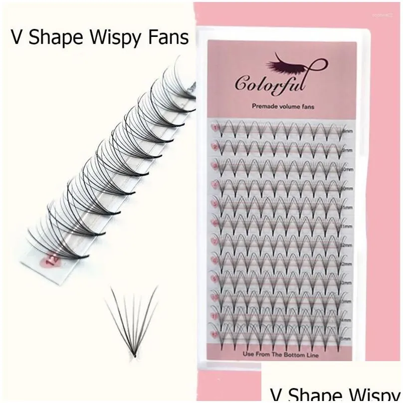 false eyelashes colorful 7d wispy premade volume fans extensions pointy base hybrid wimpers v shape russian promade lashes