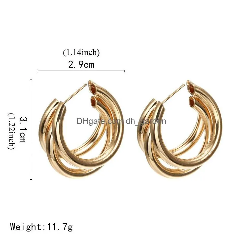 Hoop & Huggie New Fashion Simple Metal Wind Letter Round Shape Hoop Earrings For Women Sier Gold Cshape Wedding Bridal Jewe Dhgarden Dhhao