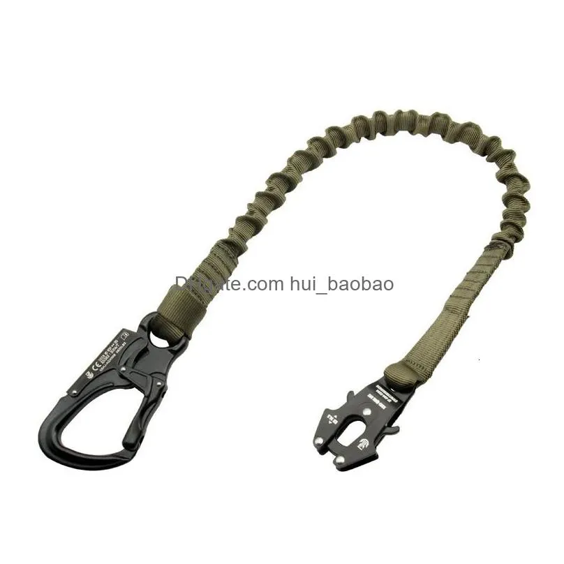 military ce certified double head safety belt outdoor climbing fast descent restraint quick release elastic rope frog buckle 240126