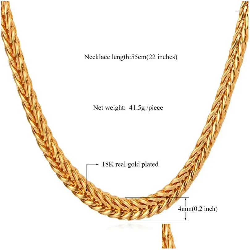 Chains Men Necklace 4Mm 55Cm 22 Foxtail Franco Trendy Gold Color Necklaces For Jewelry N850 Drop Delivery Otak5