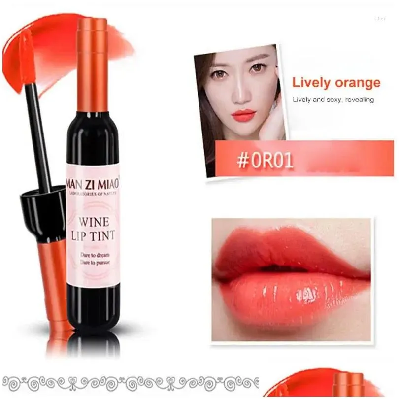 lip gloss red wine sheer liquid lipstick bottle glaze non fading dye lasting moisturizing cosmetics female make