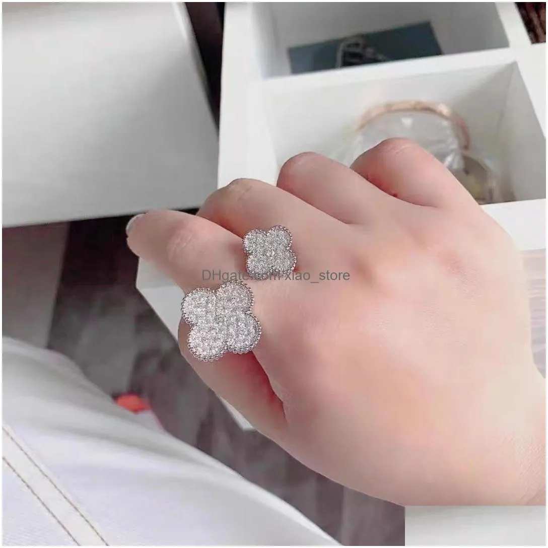 irregular diamond ring s925 sterling silver lucky designer mother of pearl butterfly open style womens fashion ring box