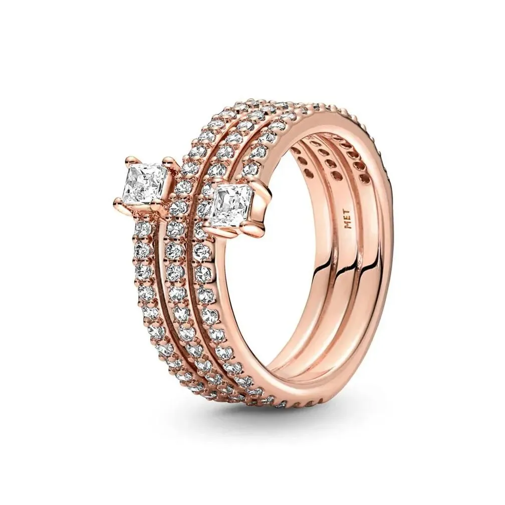 Wedding Rings New In 100% Real 925 Sier Rings For Women Original Heart Crown Rose Gold Crystal Engagement Wedding Anniversary Jewelry Ot74Q