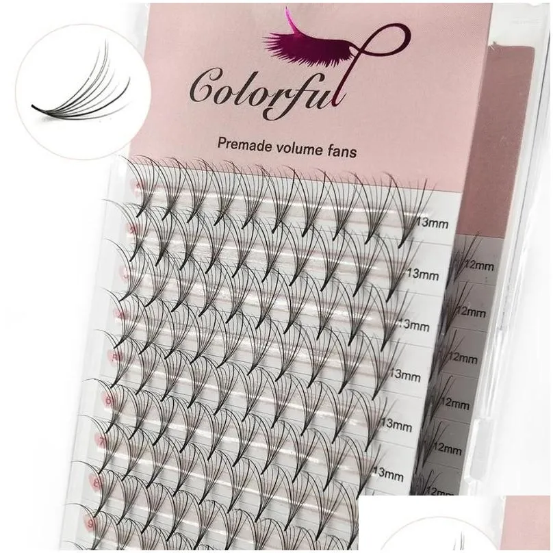 false eyelashes colorful 7d wispy premade volume fans extensions pointy base hybrid wimpers v shape russian promade lashes