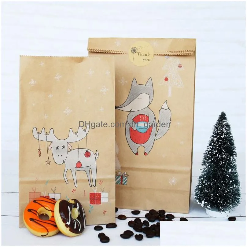 Jewelry Pouches, Bags New Kraft Paper Customizable Candy Baking Christmas Bag With 12 Sets Seal Stickers Handmade Gift Whole Dhgarden Dhpxm