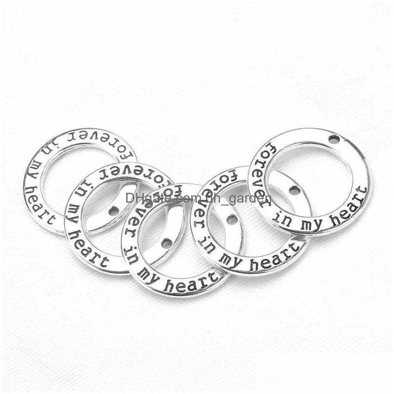 Other Wholesale28Mm Sier Plating English Word In My Heart Round Alloy Charm Diy Keychain Necklace Bracelet Pendant Accessori Dhgarden Dhs25