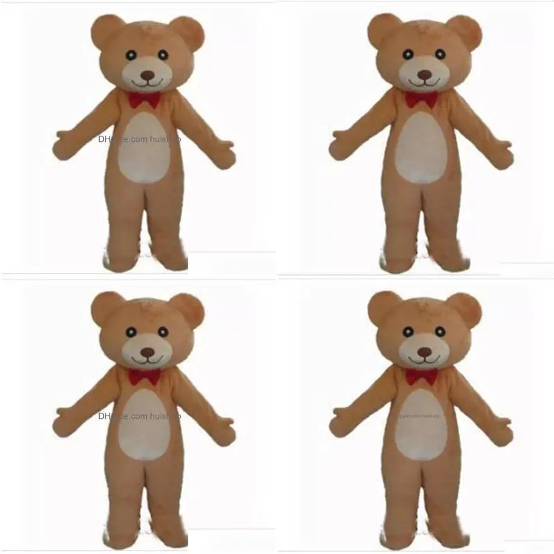 halloween red tie teddy bear mascot costume high quality customize cartoon anime theme character adult size christmas carnival fancy