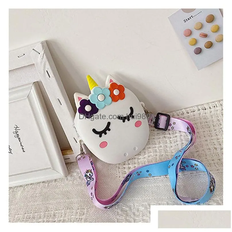 sweet princess with unicorn silicone saddle purse for children girl fashion korean style parent child bag wholesale cute little pocket