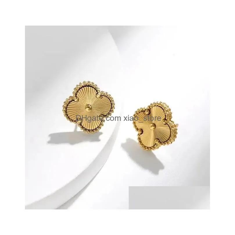 2024 four leaf clover luxury designer jewelry van diamond shell fashion women bracelet earrings necklace valentines day birthday gift