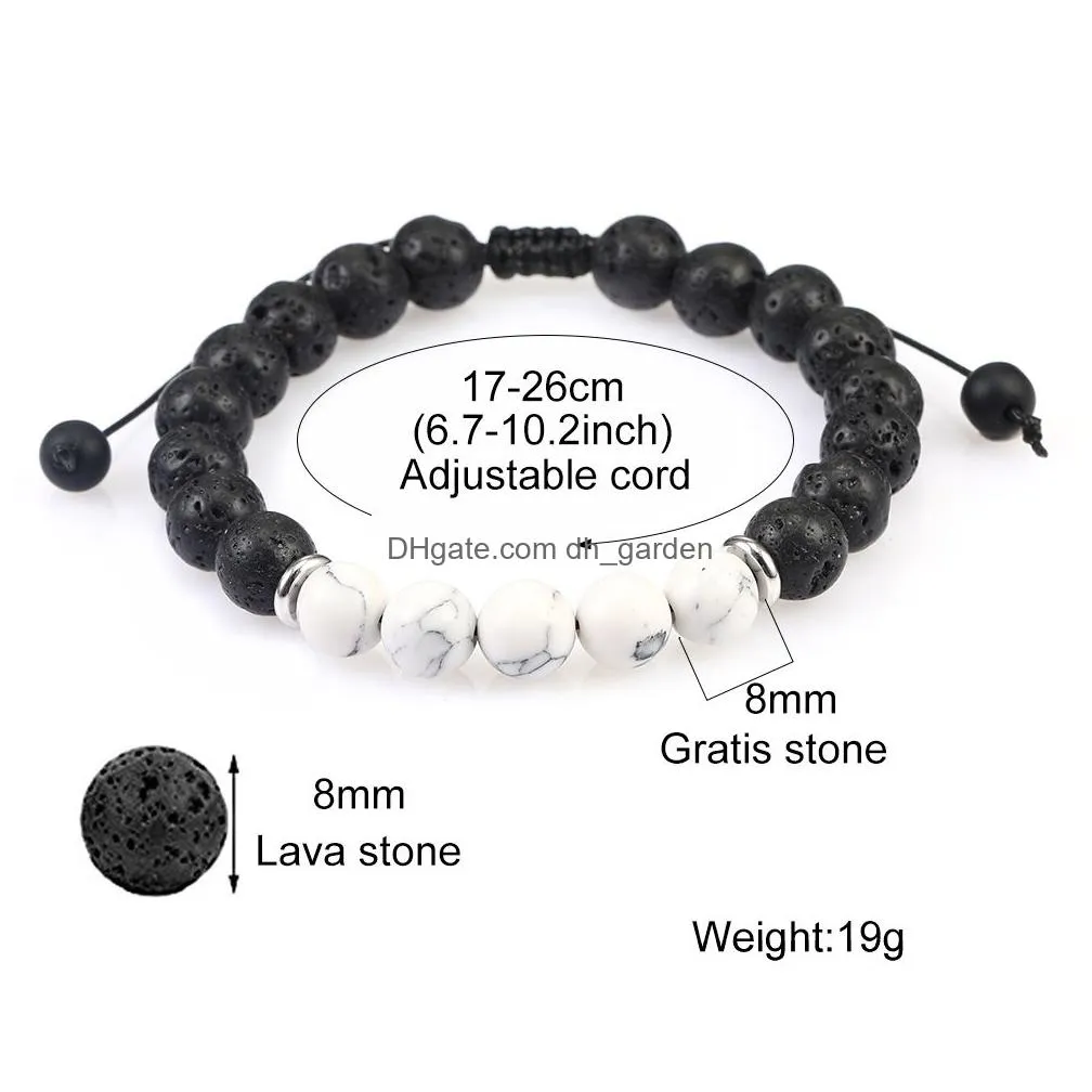 Beaded New 8Mm Lava Stone Tiger Eye Beaded Bracelet For Men Women Handmade Braided Natural Healing Nce Yoga Fashion Jewelry Dhgarden Dhozv