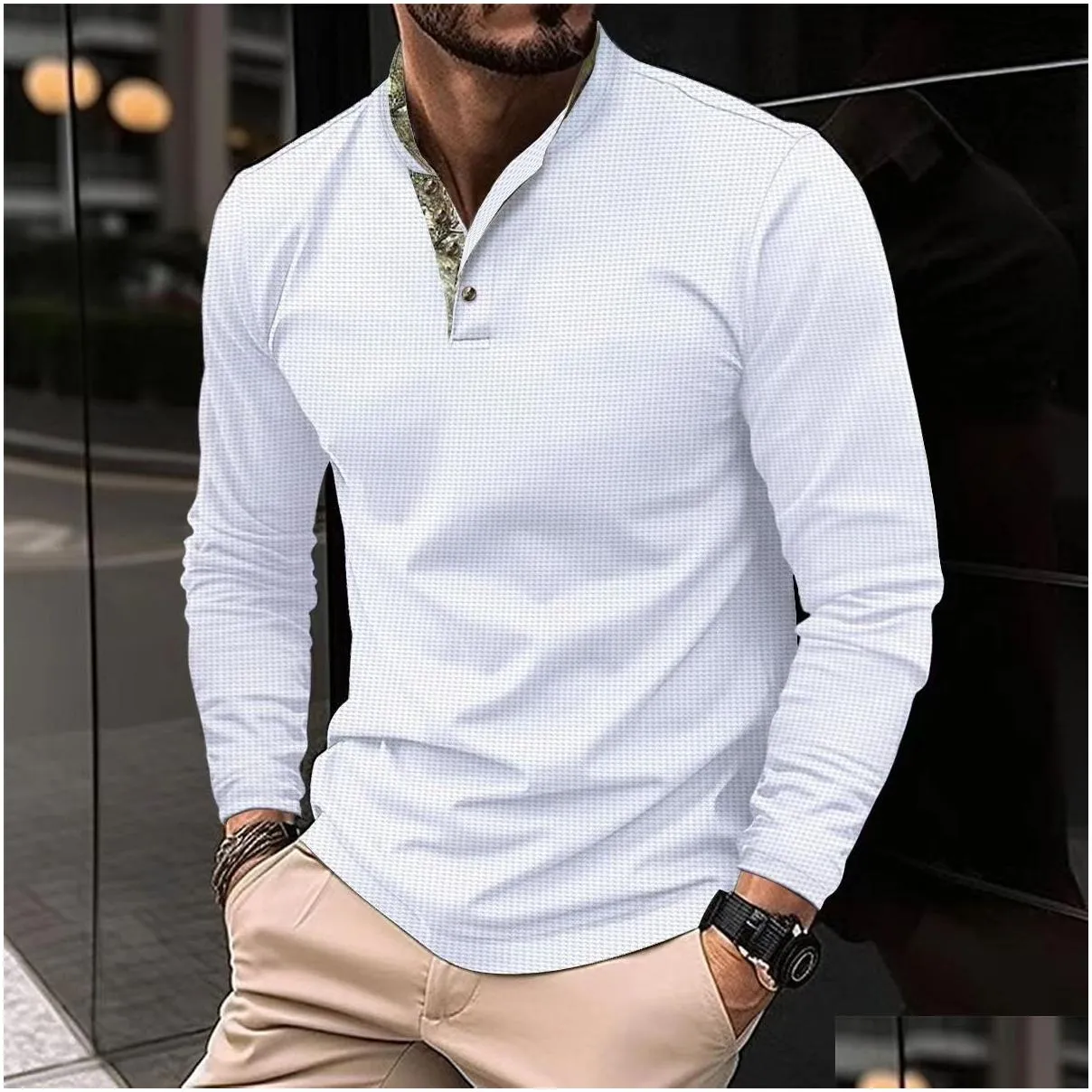 Men`S Polos Mens Long Sleeved Sports Shirt Fashionable And Minimalist Style Golf Printed Oversized 240106 Drop Delivery Apparel Men`S Otxof