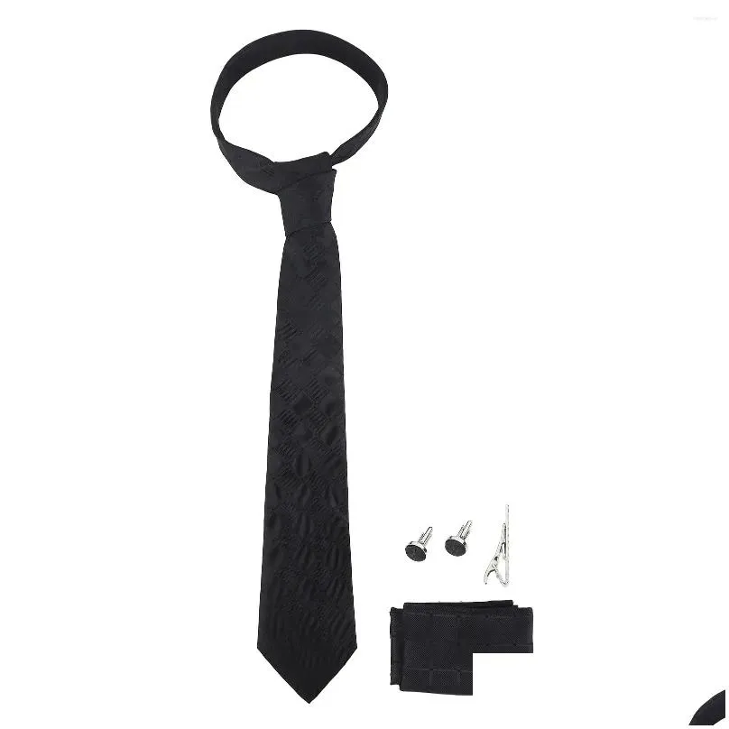 dangle earrings men polyester silk tie suit simple pattern necktie kerchief sleeve button clamp formal dress business