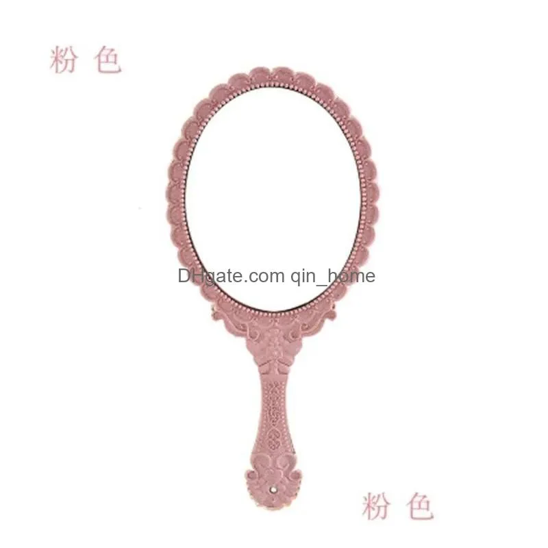 mirrors 100pcs mini portable vintage mirror handhold makeup mirror floral oval round cosmetic hand held with handle for women 