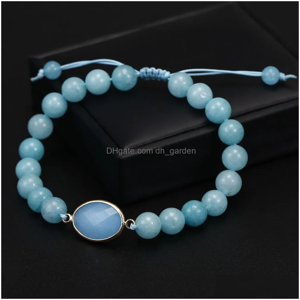 Beaded Newest Natural Gemstone Beaded Charm Bracelets For Women 8Mm Tiger Eye Stone Handmade Braided Adjustable Bracelet Fa Dhgarden Dhwex