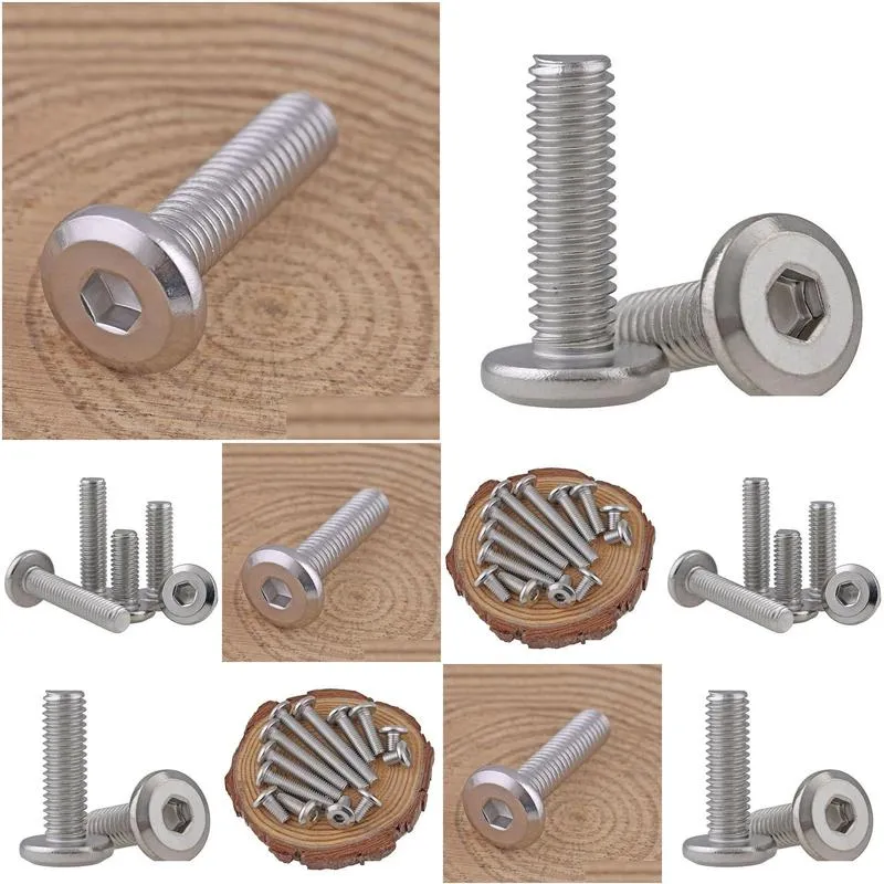 Bolts Wholesale 304 Stainless Steel Flat Round Head Furniture Screw Accessories Beveled Hexagonal Screws Chamfered Drop Delivery Offic Otpsv
