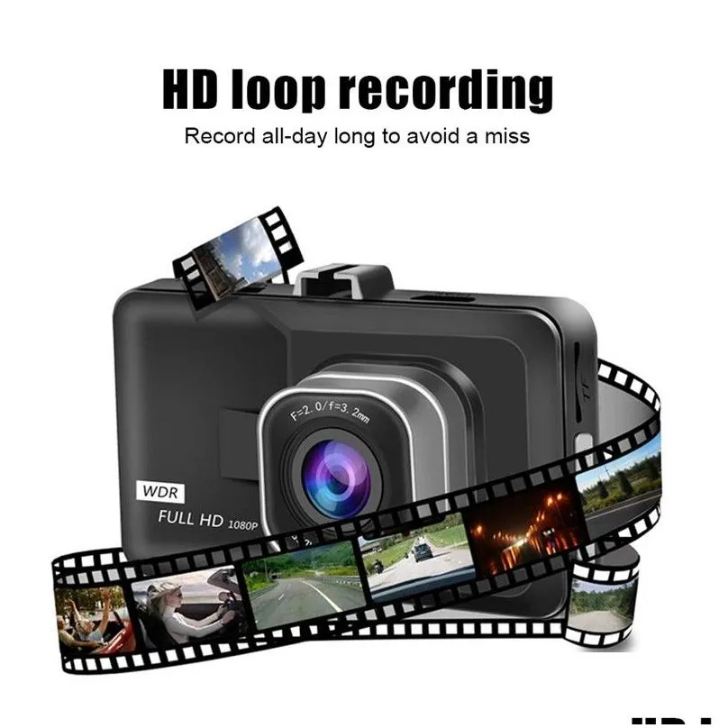 3 inch 1080p dual lens car dvr camera video recorder cycle recording recorders night vision wide angle dashcam camera registrar4056488