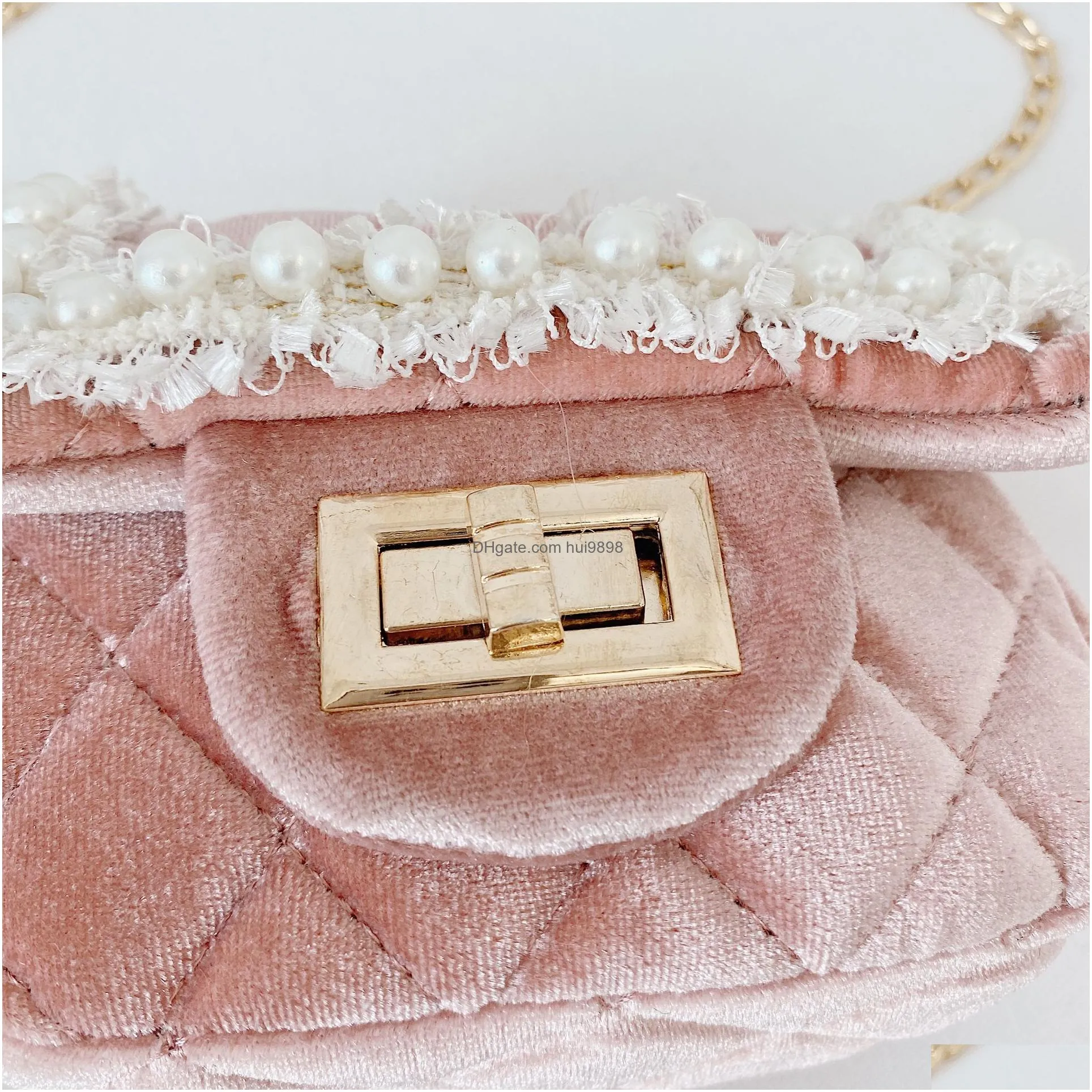 sweet princess accessories pearl childrens messenger purse girls fashion korean style parent child embroidery bag wholesale cute little pocket