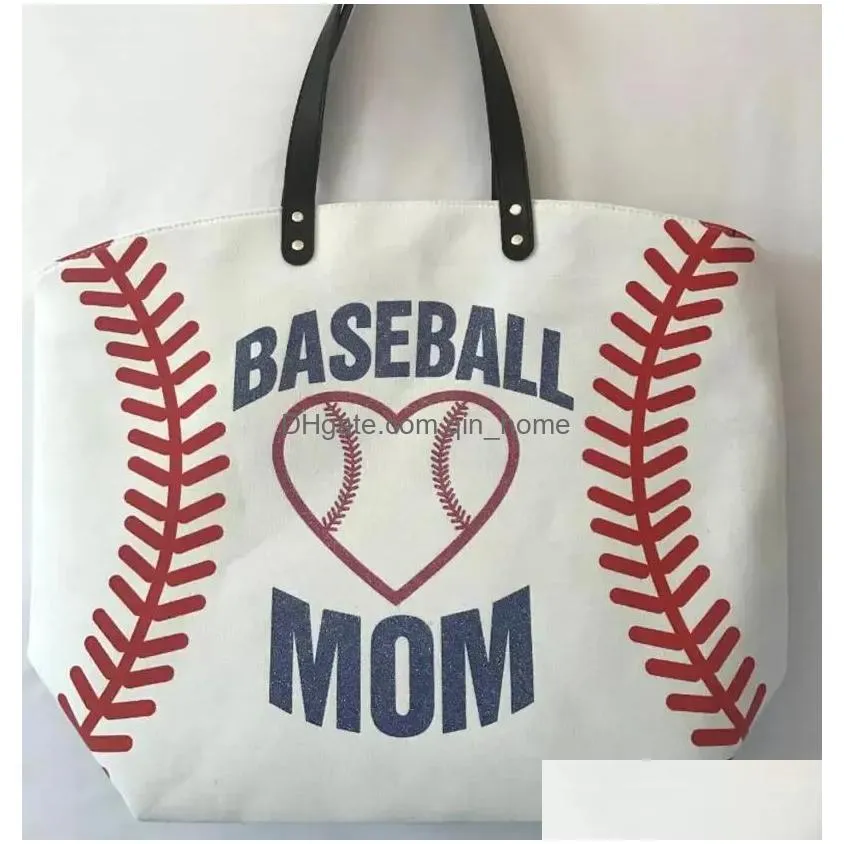 arts and crafts canvas bag baseball tote sports bags casual softball football soccer basketball cotton bag