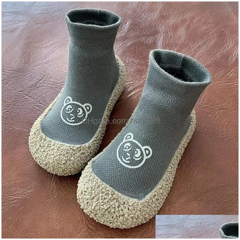 baby shoes cotton first infant toddler walker boys girls kids soft rubber knit booties antislip 240124