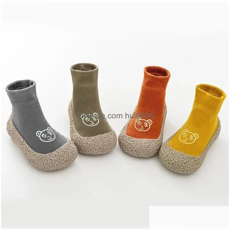 baby shoes cotton first infant toddler walker boys girls kids soft rubber knit booties antislip 240124