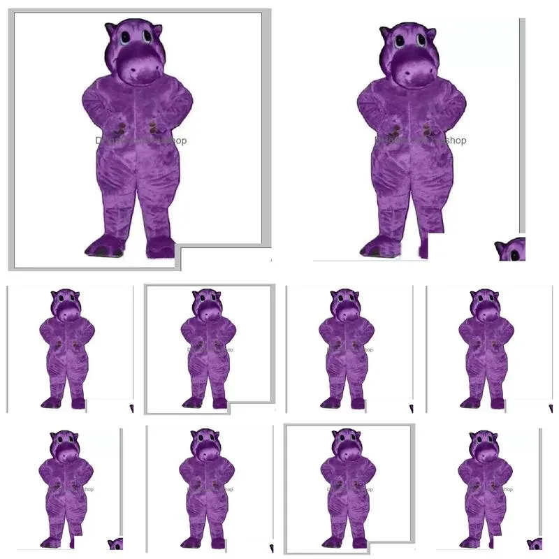 festival dress purple hippo mascot costumes carnival hallowen gifts unisex adults fancy party games outfit holiday celebration cartoon character