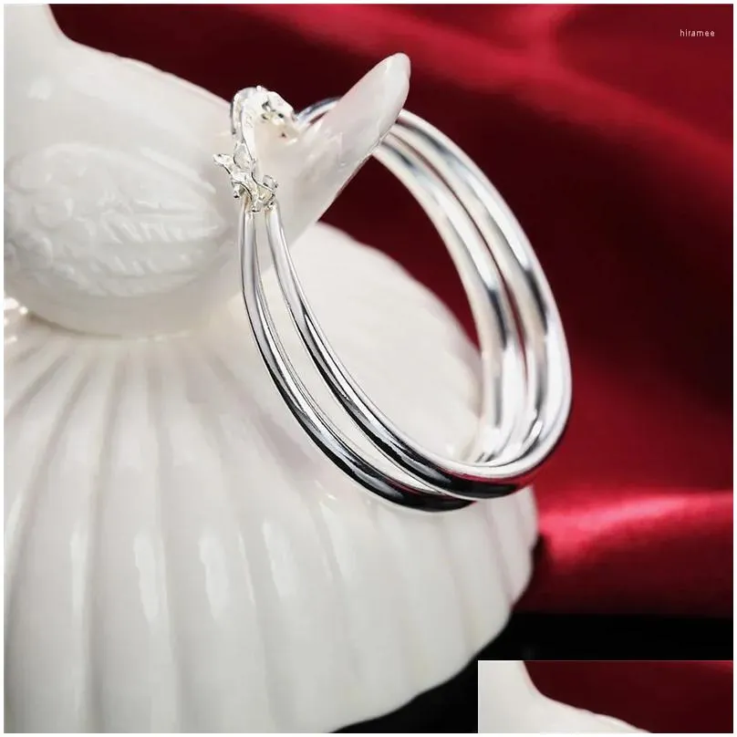 Hoop & Huggie Hoop Earrings 925 Sterling Sier 4Cm Circle Christmas Gift Charms Retro Women Lady Round Earring Jewelry Drop Delivery J Ot9By