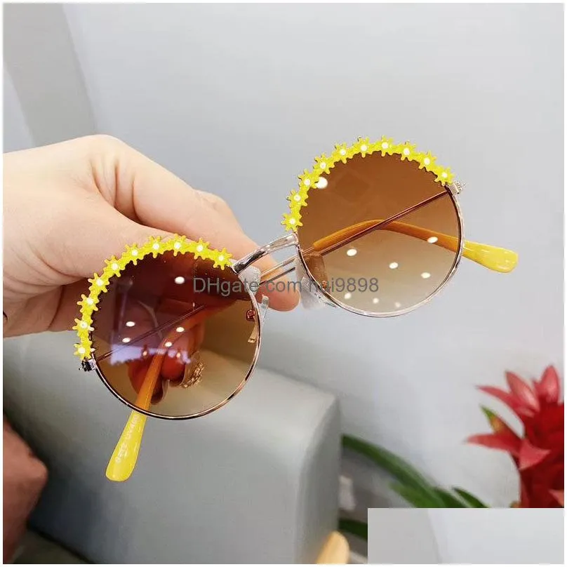 fashion kids sunglasses lovely flower border girls boys sunglass ultraviolet-proof infant glasses eyewear child shades gafas gift