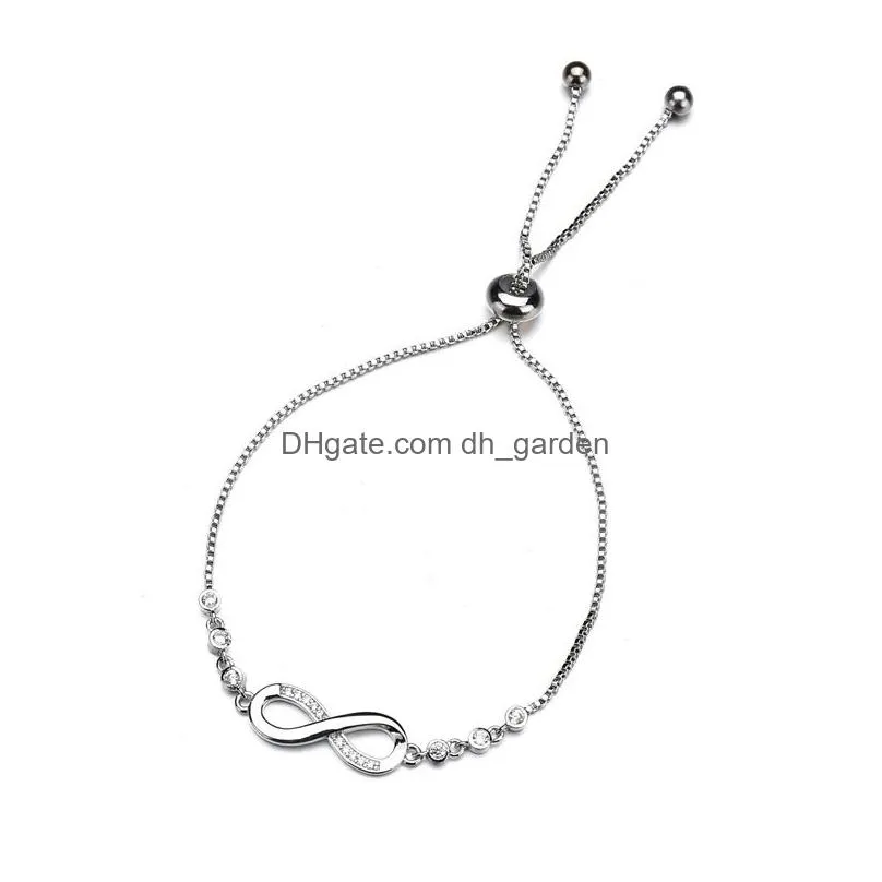 Chain New Fashion Sier Color Infinite Bracelet Bangle Delicate Simple Personalized Infinity 8 Symbol Chain Adjustable Brace Dhgarden Dhaak