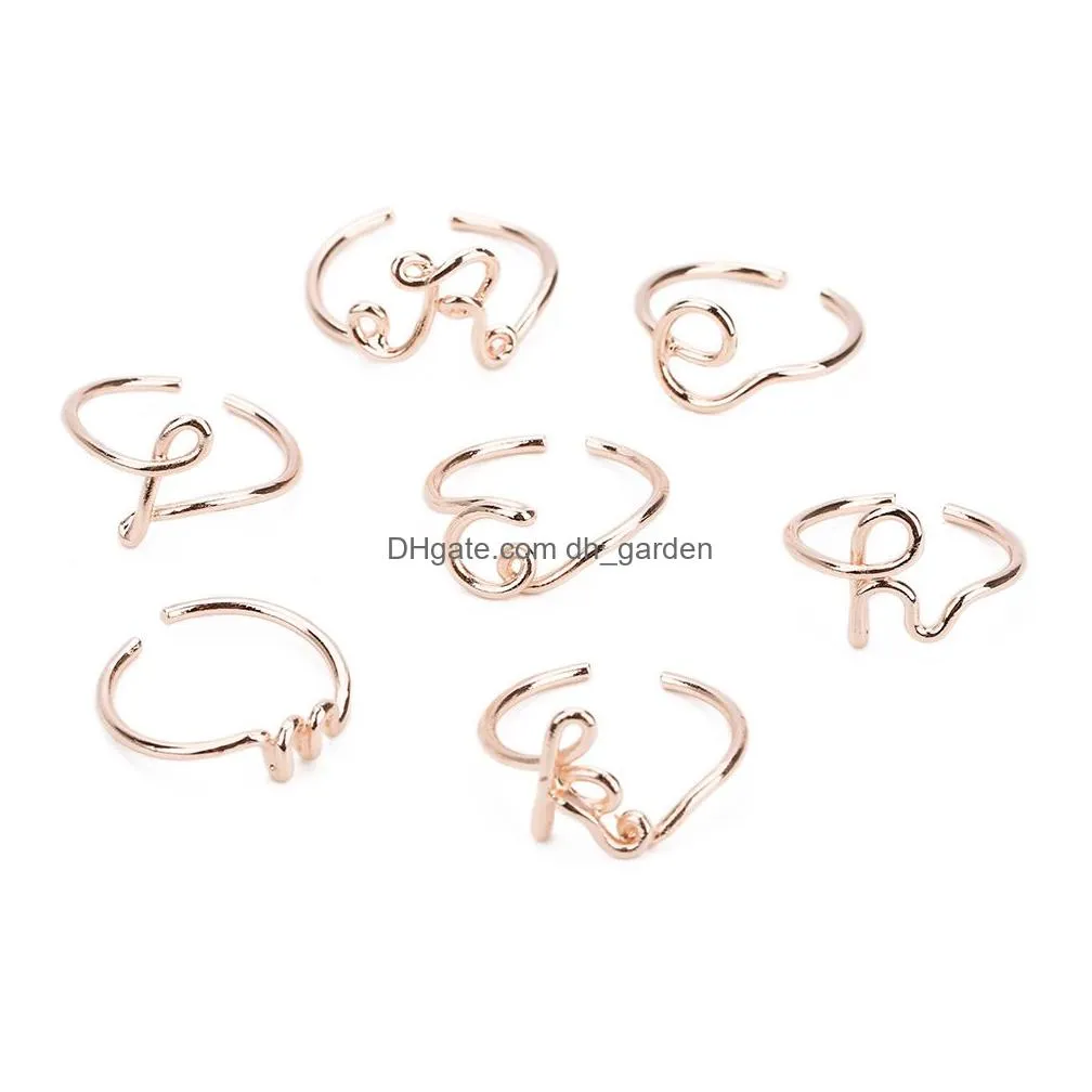 Cluster Rings Letter Ring For Women Creative Design E M C K R Y H Initial Alphabet Sier Gold Ringfashion Jewelry Gift Drop Dhgarden Dhyjx