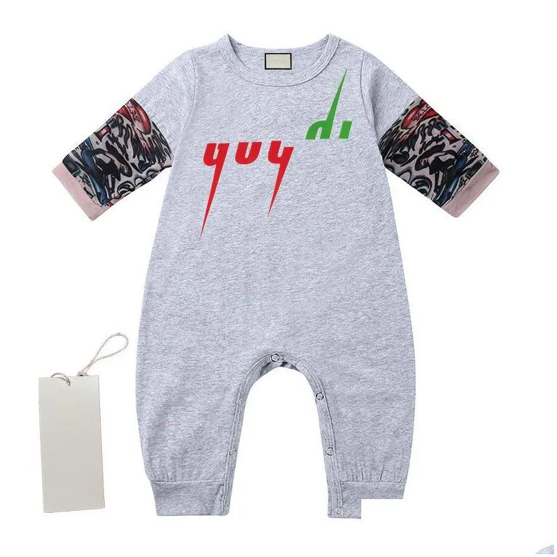 Rompers Baby Rompers Boy Girl Kids Summer High Quality Long Sleeves Cotton Clothes Floral Arm Newborn Designer Jumpsuits Drop Delivery Dhh4V