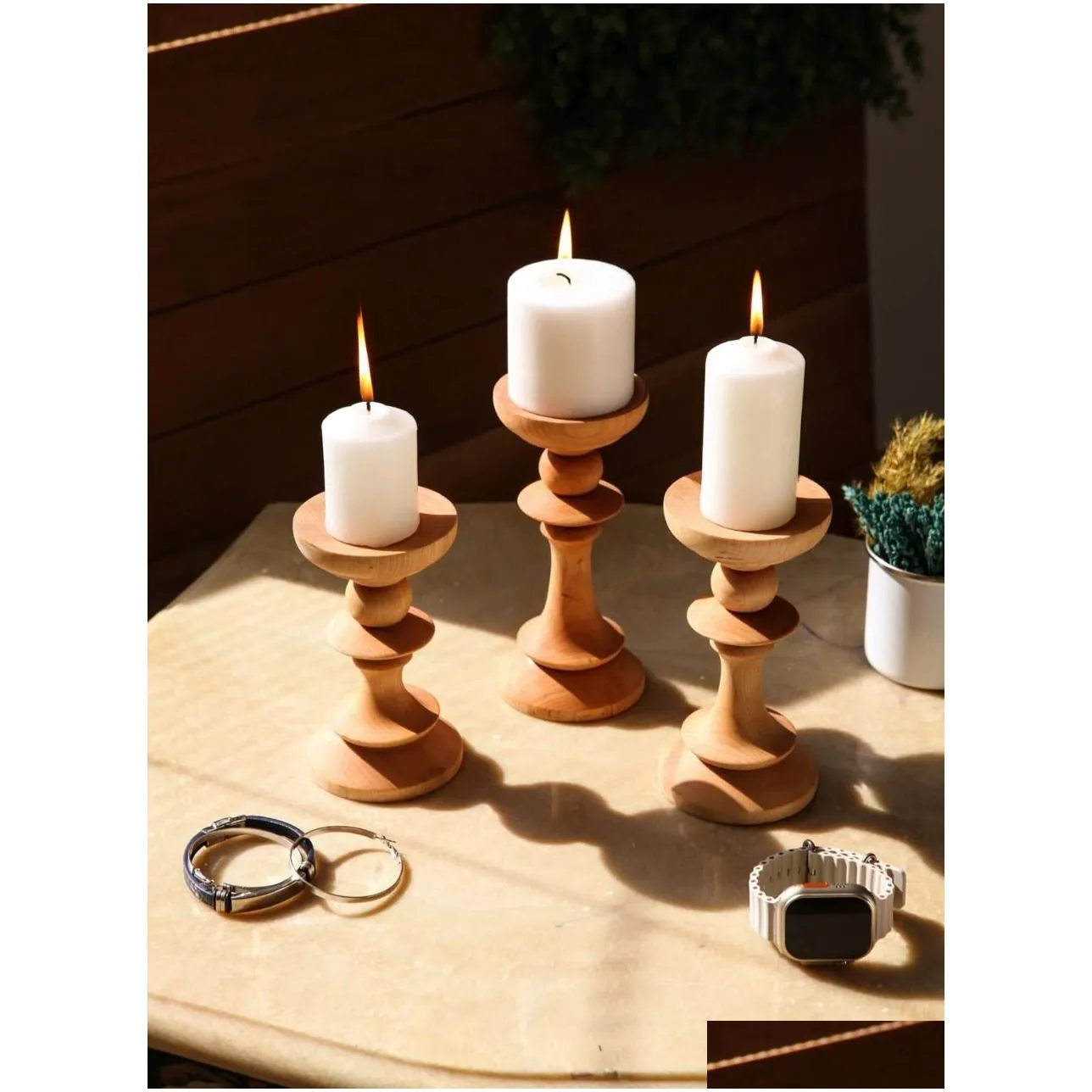 Candle Holders Handmade Candle Holders - Home Decor Gift Wooden Candlestick Wedding New Gifts Wood Drop Delivery Home Garden Home Deco Otcrt