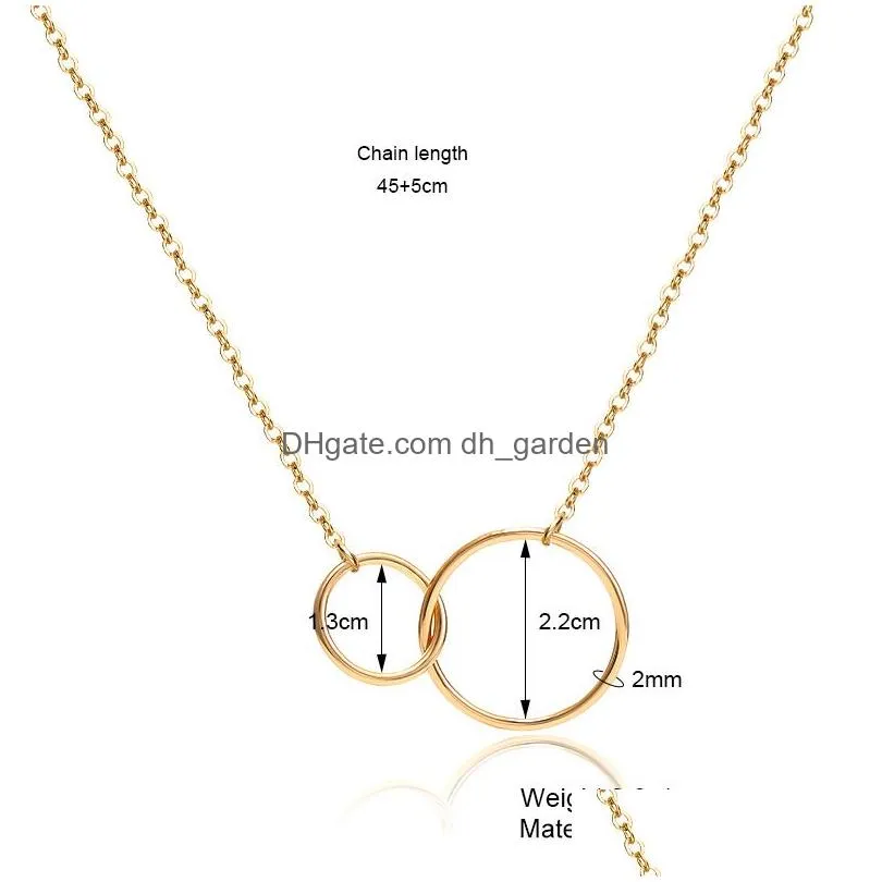 Pendant Necklaces New High Quality Double Circle Pendant Clavicle Necklace For Women Fashion Designer Gold Sier Chain Neckla Dhgarden Dh0Bm