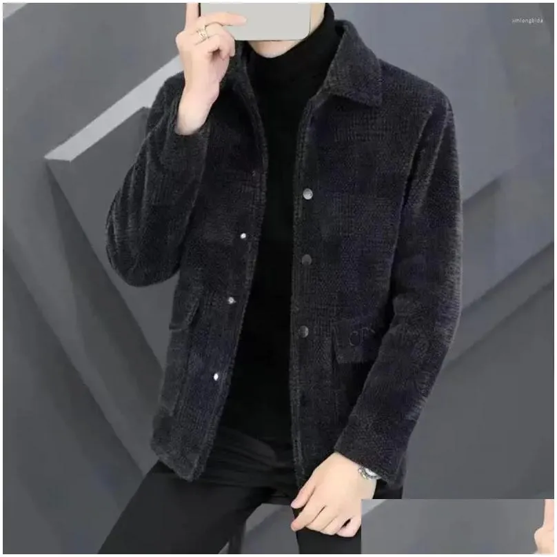 Men`S Jackets Mens Jackets Cold Protection Men Jacket Stylish Plaid Windproof Short Warm Slim Fit Coat With For Autumn/Winter Drop Del Otpxt