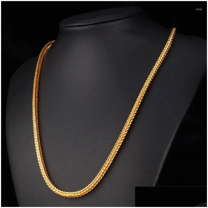Chains Men Necklace 4Mm 55Cm 22 Foxtail Franco Trendy Gold Color Necklaces For Jewelry N850 Drop Delivery Otak5