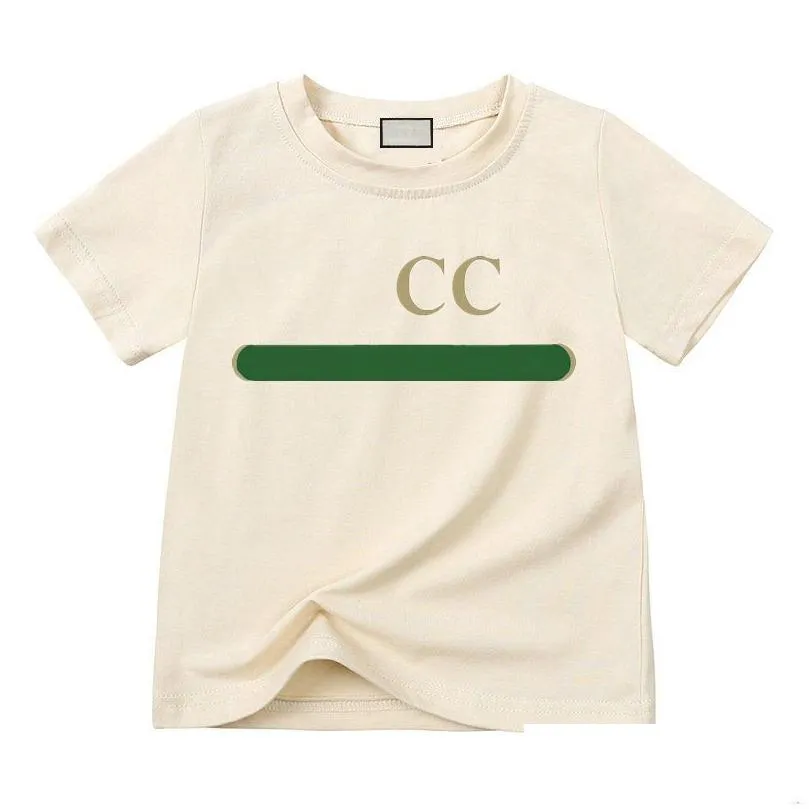 T-Shirts Child Tshirt White Short Sleeve Toddler Tee Kid Designer T Shirt Boys Girls Round Neck Pure Cotton Classic Printing T-Shirt H Dhrcz