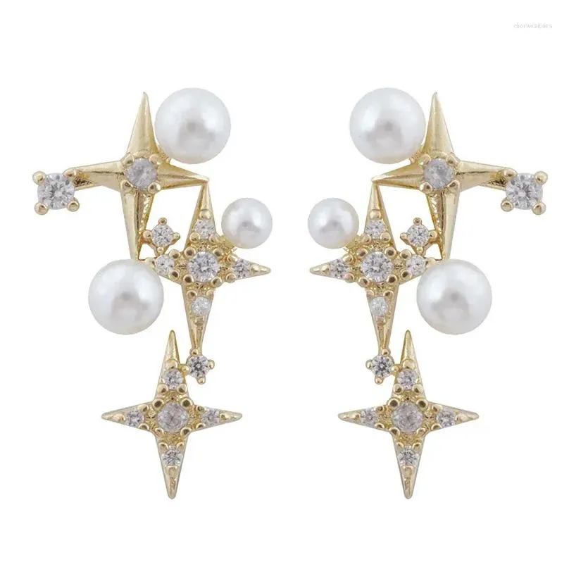 stud earrings north of the starlight french retro pearl female summer six-pointed star forest super fairy cold wind bead