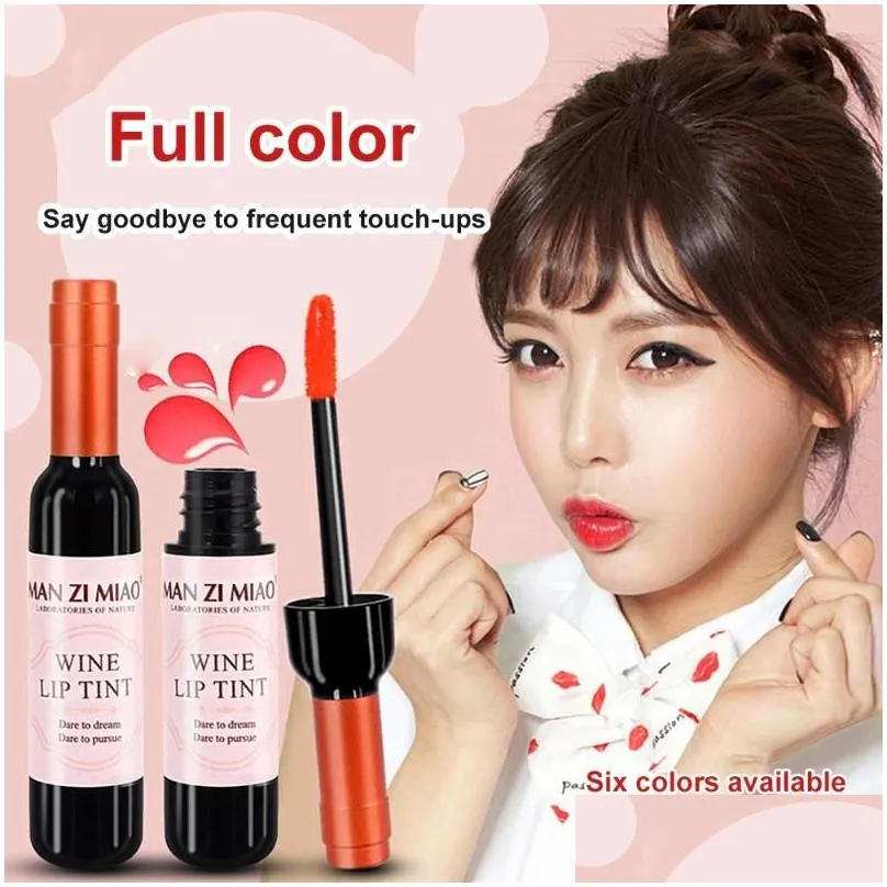 lip gloss red wine sheer liquid lipstick bottle glaze non fading dye lasting moisturizing cosmetics female make