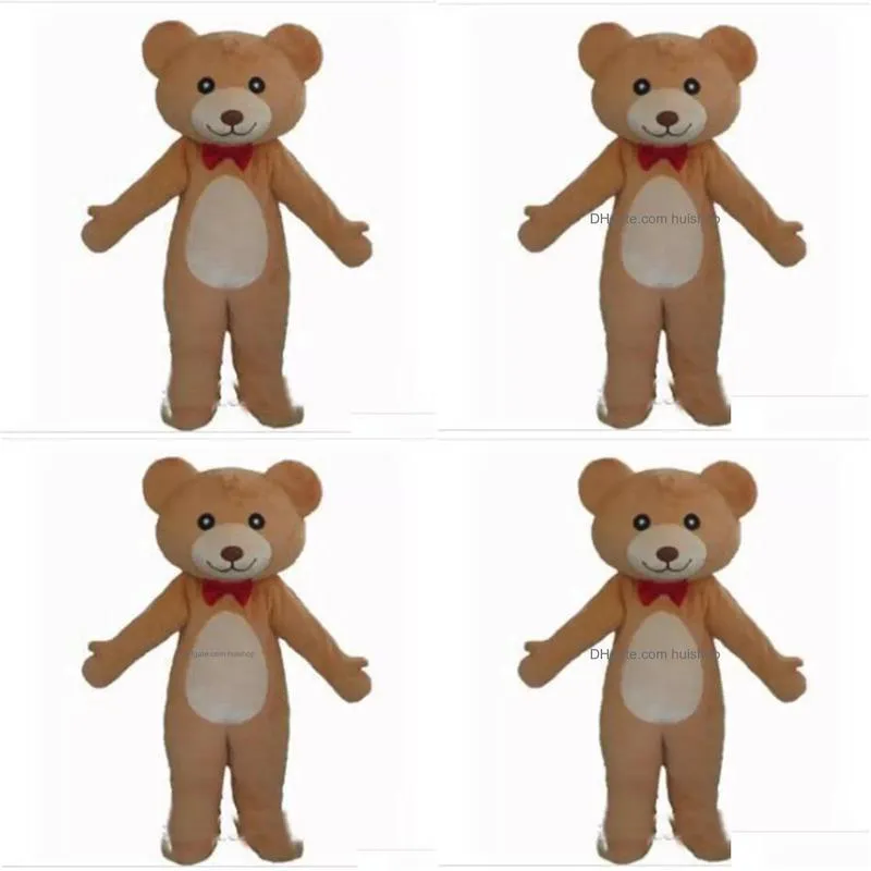 halloween red tie teddy bear mascot costume high quality customize cartoon anime theme character adult size christmas carnival fancy