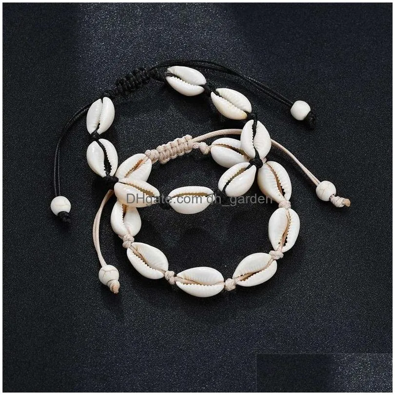 Chain Black White Boho Natural Girls Shells Charm Bracelets For Women Beach Jewelry Handmade Rope Bangles Gift Drop Deliver Dhgarden Dhm78