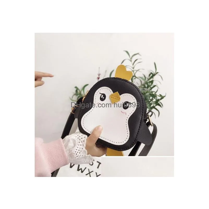 hardware wallet kids purses est korean cartoon little penguin mini princess purses fashion girls pu chain cross-body bags birthday