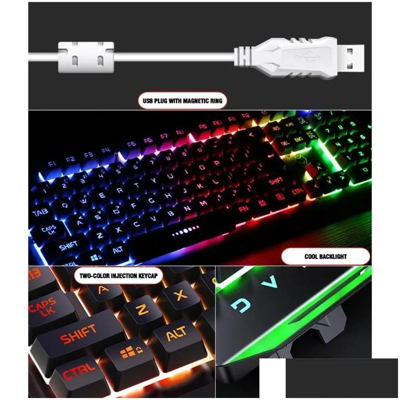mechanical keyboard and mouse set wired usb computer notebook gaming keypad pc teclado clavier gamer completo tastiera rgb delux