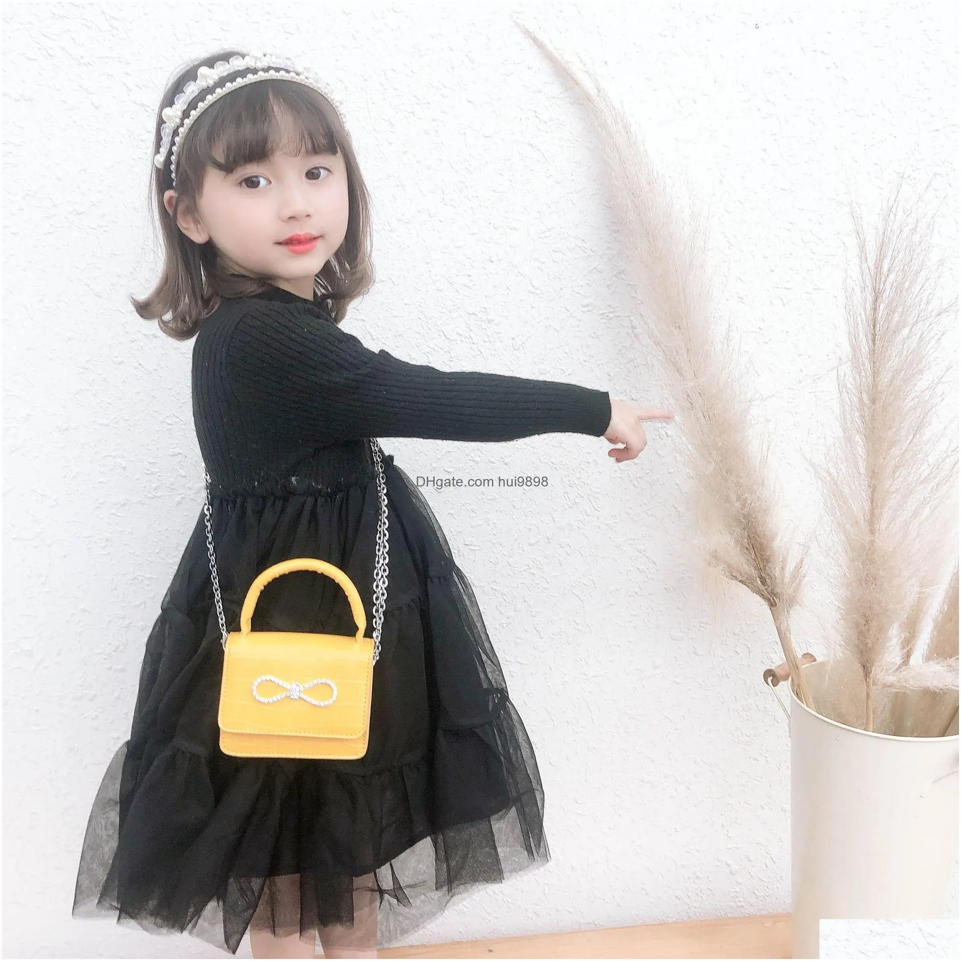 sweet princess accessories candy color childrens messenger purse girls fashion korean version bright diamond parent-child bag wholesale cute little pocket