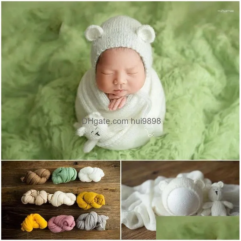 hats baby pography props wool knitted blanket hat and doll born po prop shoot studio accessories