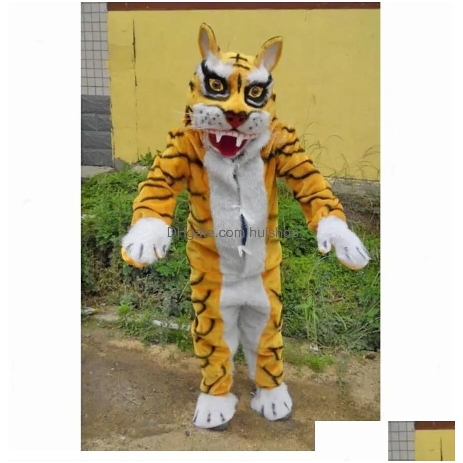 tiger adult mascot costume unisex cartoon apparel fancy dress halloween mascot for halloween party performance drama wear suit