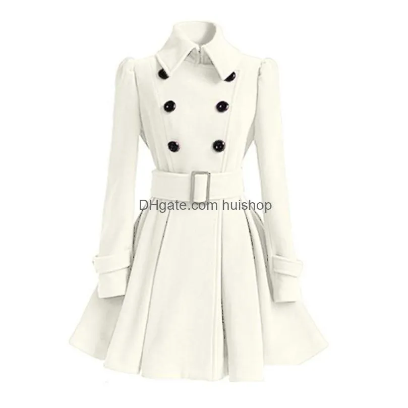 womens trench coats sxxl fashion classic winter thick coat europe belt buckle trench coats double breasted outerwear casual ladies dress coats