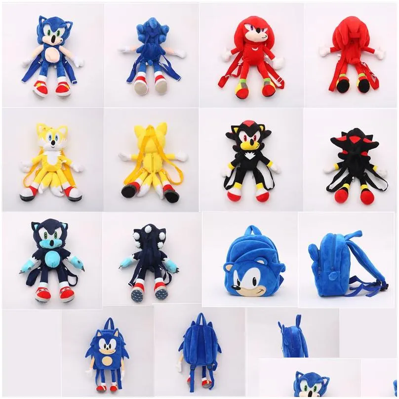 anime 45cm sonic hedgehog stark book backpack plush toys wholesale and retail